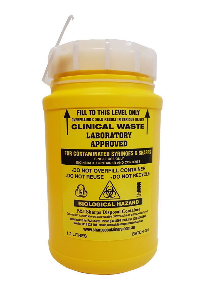 Sharps Container 1.2 litre Laboratory Approved Ace Waste