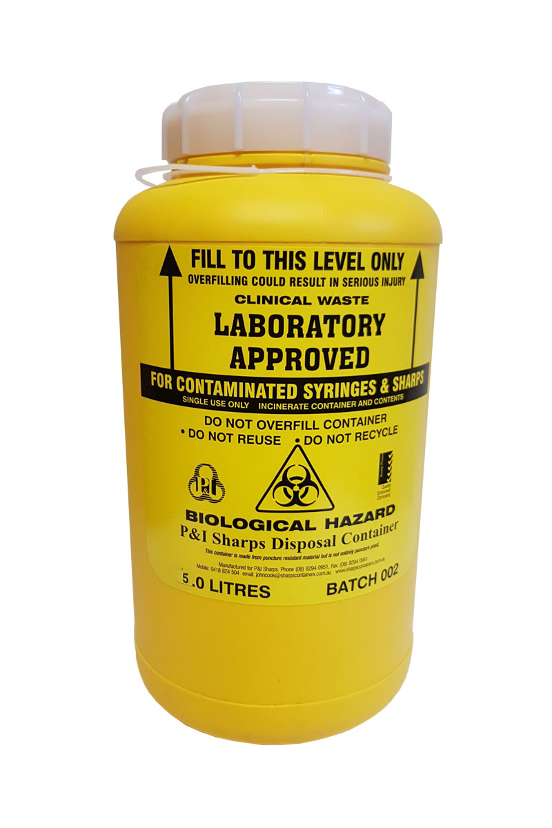 Sharps Container 5.0 litre Laboratory Approved Ace Waste