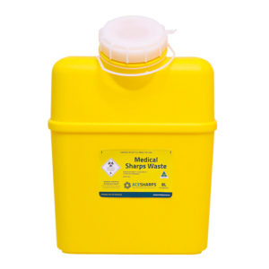 Sharps Container - Standard Non-spill 25mm x 45mm, white screw top lid
