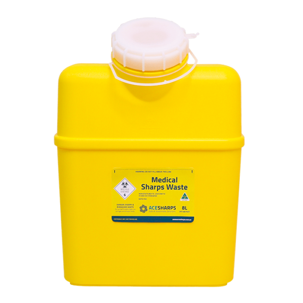 Sharps Container - Standard Non-spill 25mm x 45mm, white screw top lid