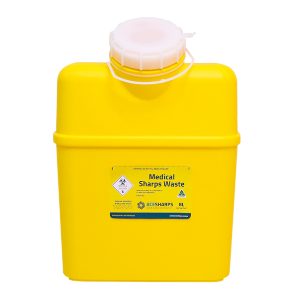 Sharps Container - Standard Non-spill 25mm x 45mm, white screw top lid