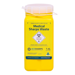 Sharps Container - Standard Non-spill 35mm x 45mm, white screw top lid