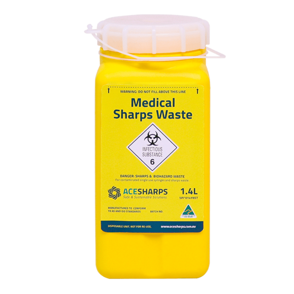 Sharps Containers - Standard Non-spill 35mm x 45mm, white screw top lid