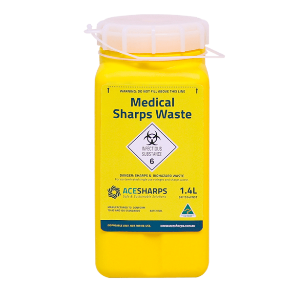 Sharps Containers - Standard Non-spill 35mm x 45mm, white screw top lid