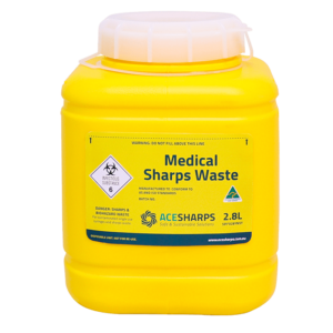 Sharps Container - Standard Non-spill 25mm x 45mm, white screw top lid