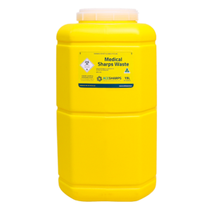 Sharps Container - Standard Non-spill 25mm x 45mm, white screw top lid