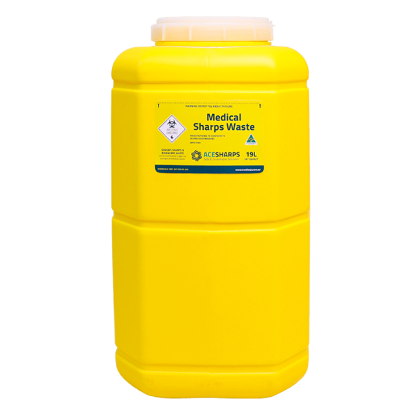 Sharps Container - Standard Non-spill 25mm x 45mm, white screw top lid