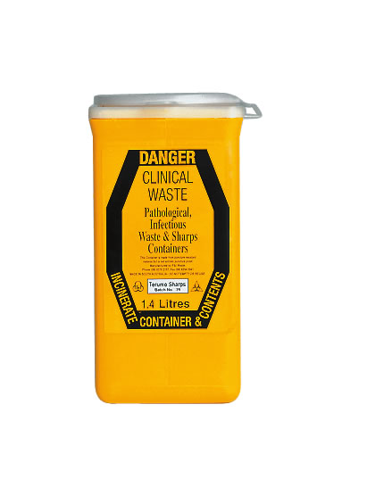 Sharps Container 1.4 litre Non-spill Snap on lid