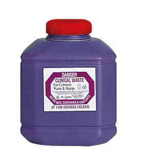 Sharps Container Cytotoxic 10.0 litre Non-spill screw top lid